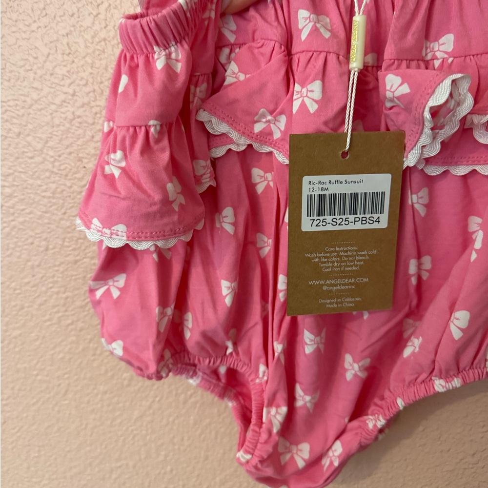 NWT Angel Dear Pink Bow Print Baby Romper - Picture 4 of 6